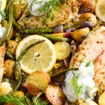 Sheet Pan Greek Chicken with Dairy-Free Tzatziki Sauce