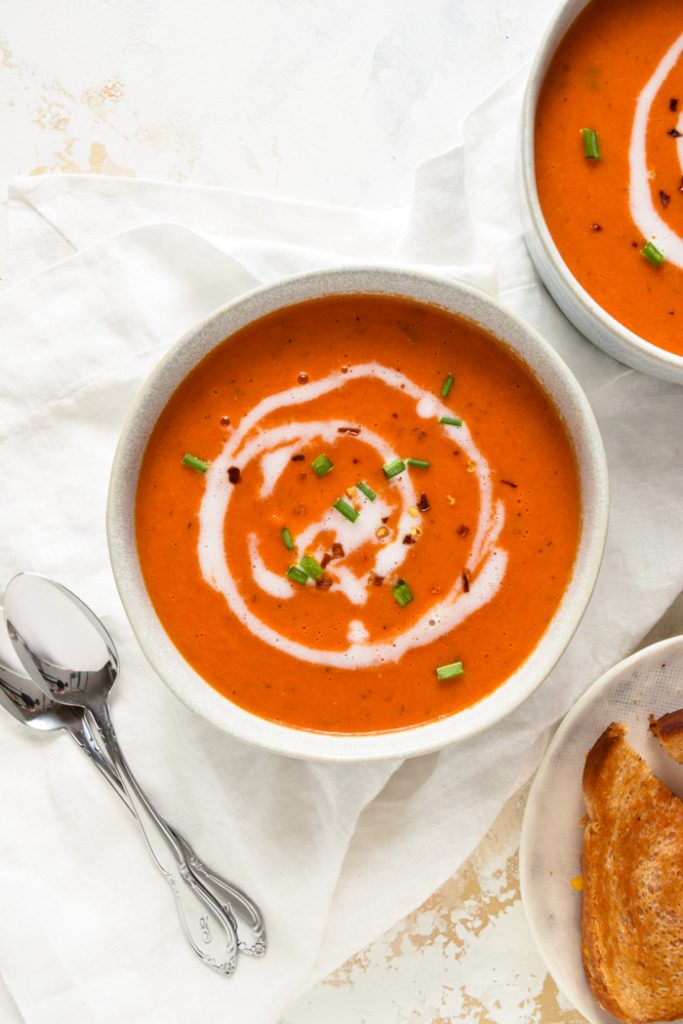 Vegan Tomato Soup with Grilled Cheese