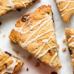 Close up image of cranberry orange scones.