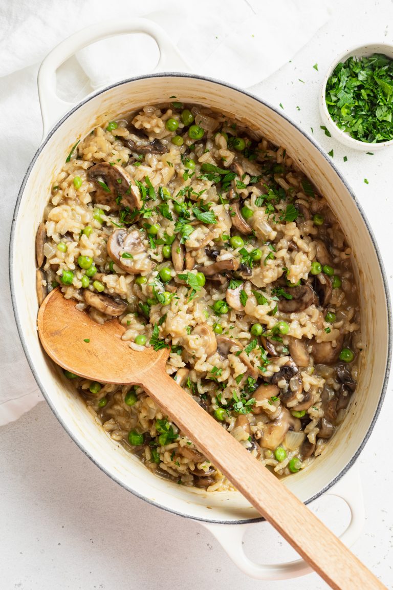 Vegan Mushroom and Pea Risotto