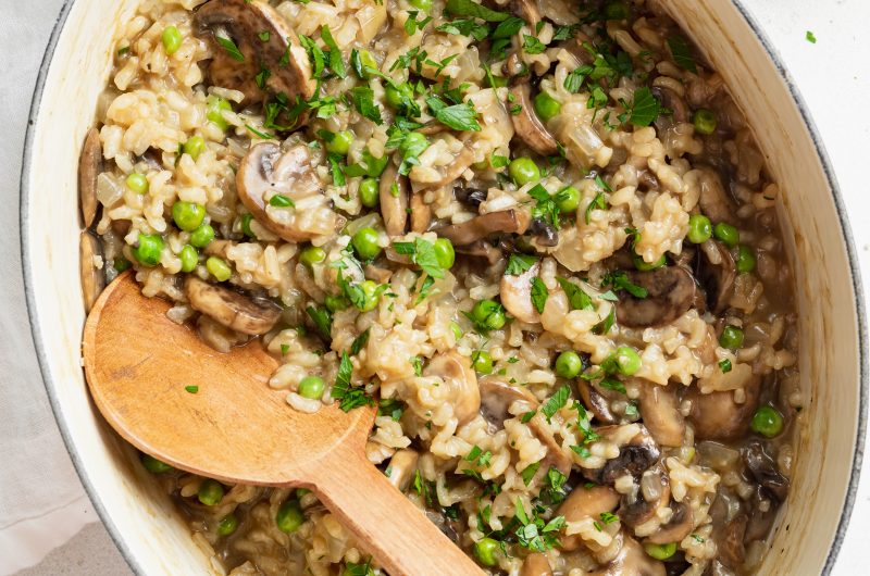 Vegan Mushroom and Pea Risotto
