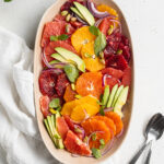 overhead image of citrus salad on a serving platter
