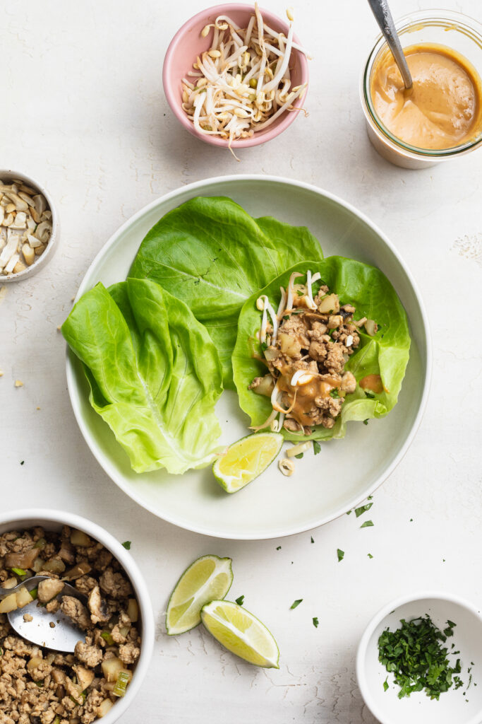 turkey lettuce wraps being assembled