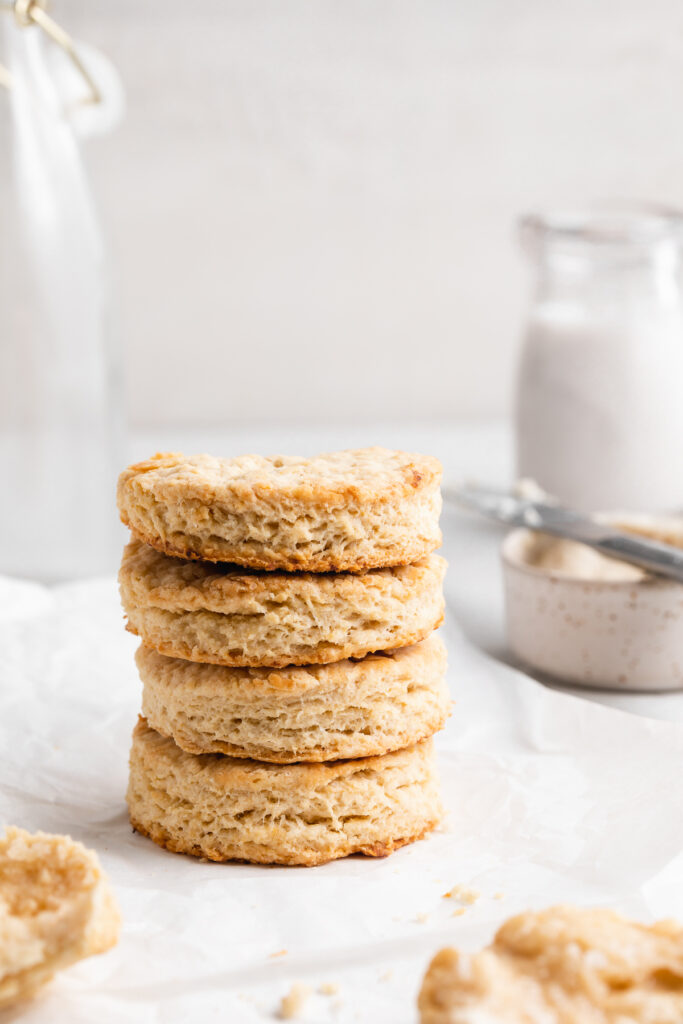 a stack of vegan biscuits on a table