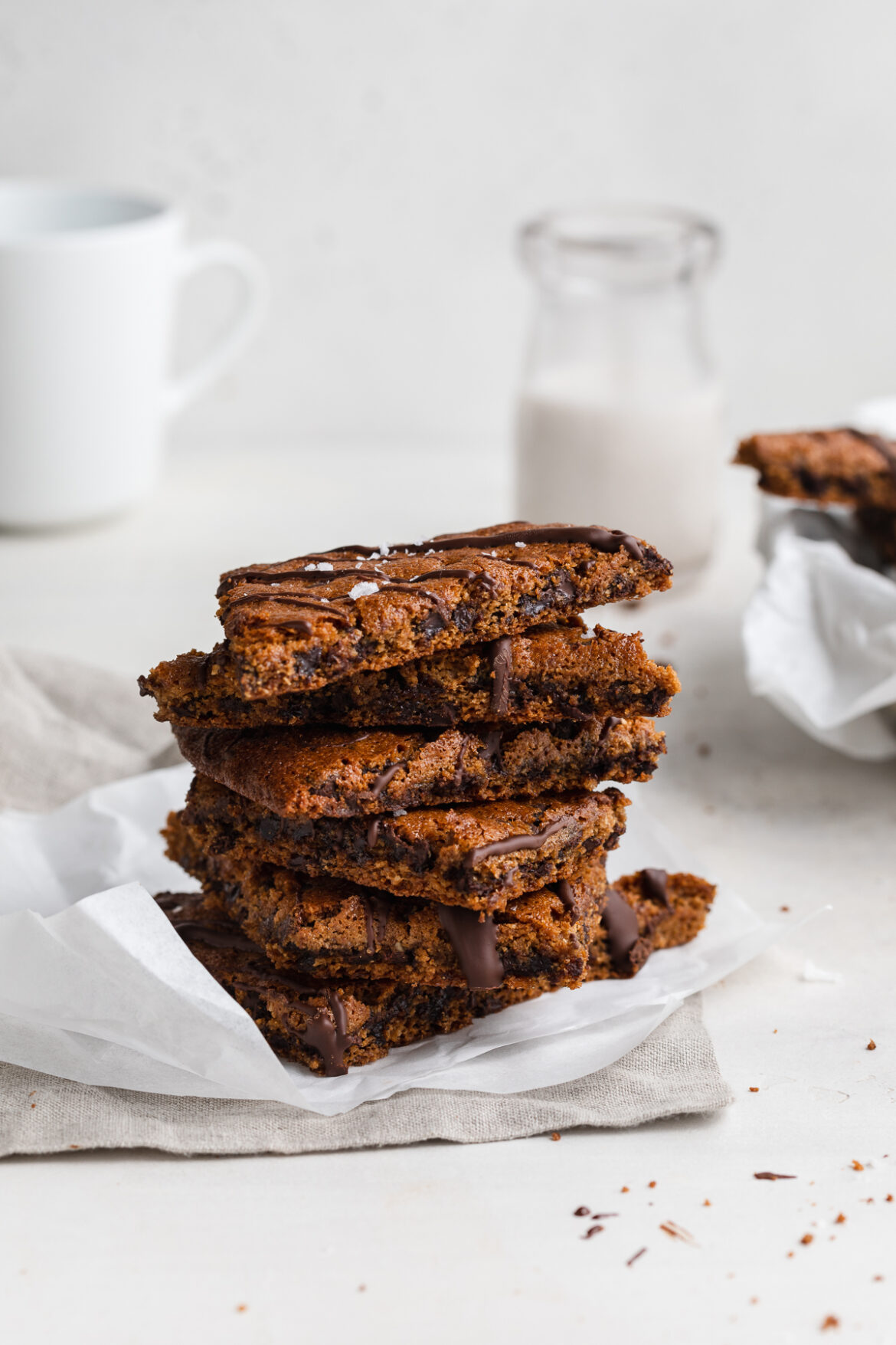 Gluten-Free Chocolate Chip Cookie Brittle stack of gluten-free chocolate chip cookie brittle