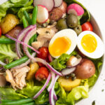 close-up image of nicoise salad in a bowl