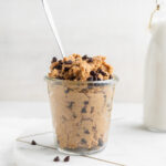 chickpea cookie dough in a jar with a spoon