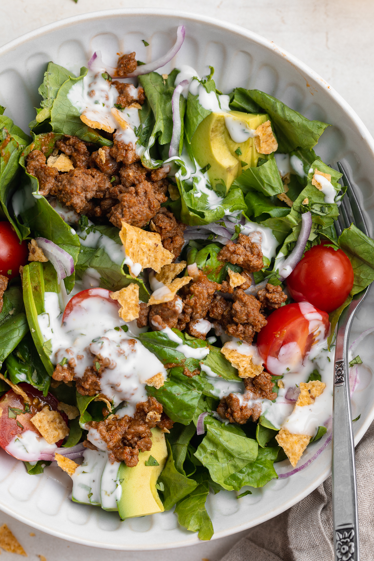 Easy Healthy Taco Salad with Creamy Cilantro-Lime Dressing