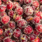 close up image of sugared cranberries