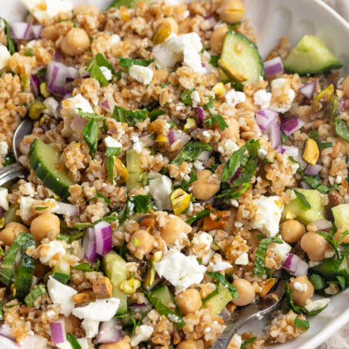 close-up image of jennifer aniston salad in a serving bowl