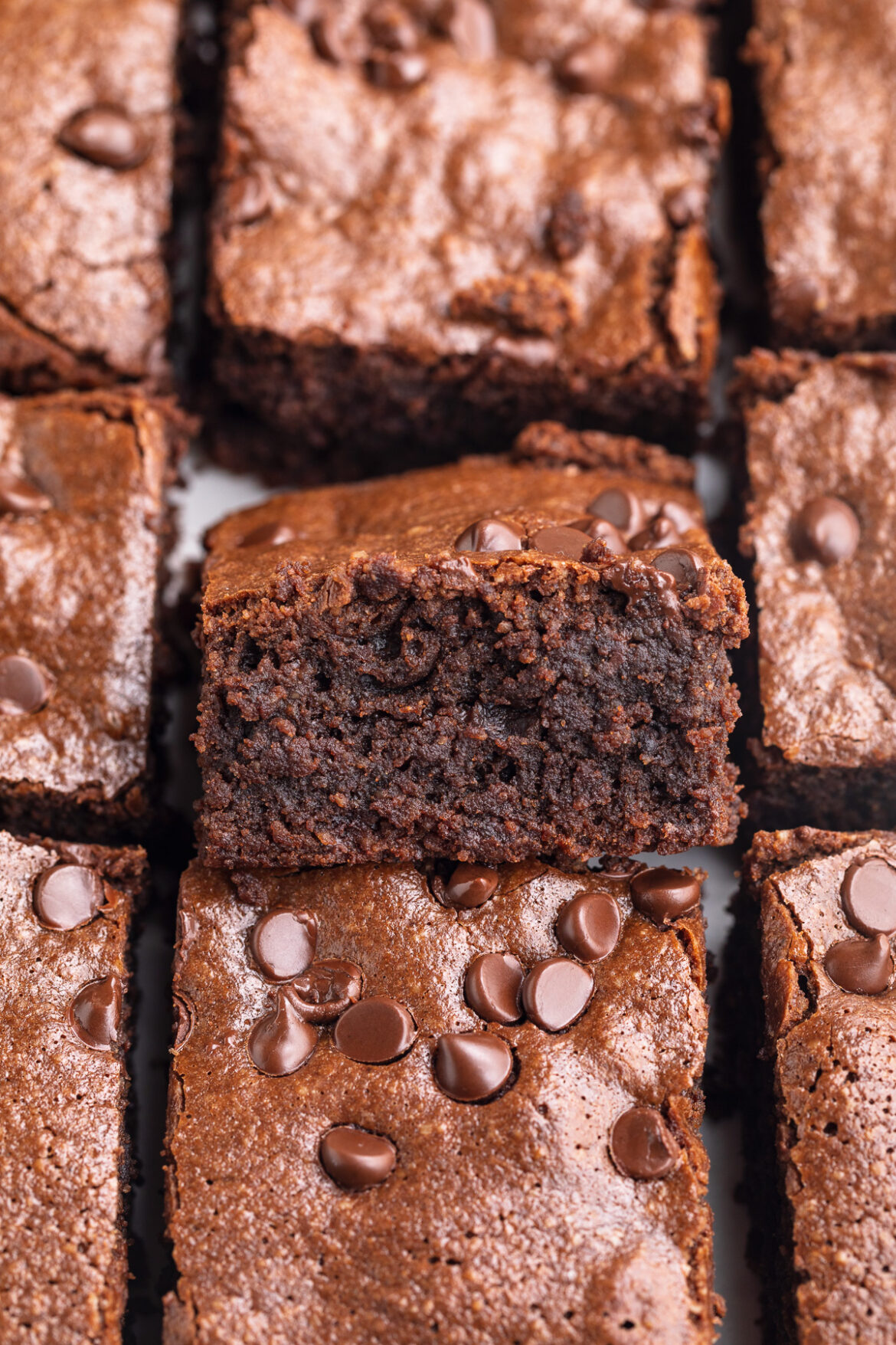 The BEST Almond Flour Brownies (gluten free & dairy-free!) close-up overhead image of almond flour brownies.