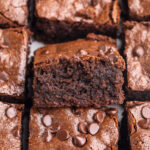 close-up overhead image of almond flour brownies.