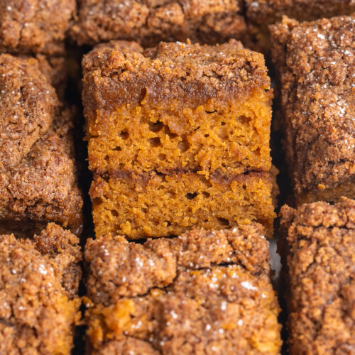 close-up image of gluten-free pumpkin coffee cake