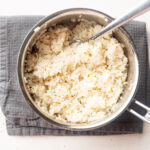 cilantro lime rice in a saucepan