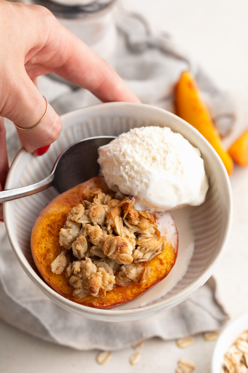Single Serve Peach Crisp (vegan & gluten-free!)