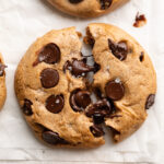 overhead image of a protein cookie cut in half.