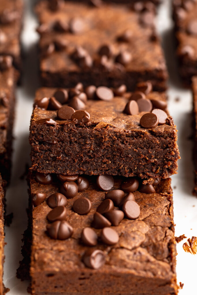the cut side of a lactation brownie