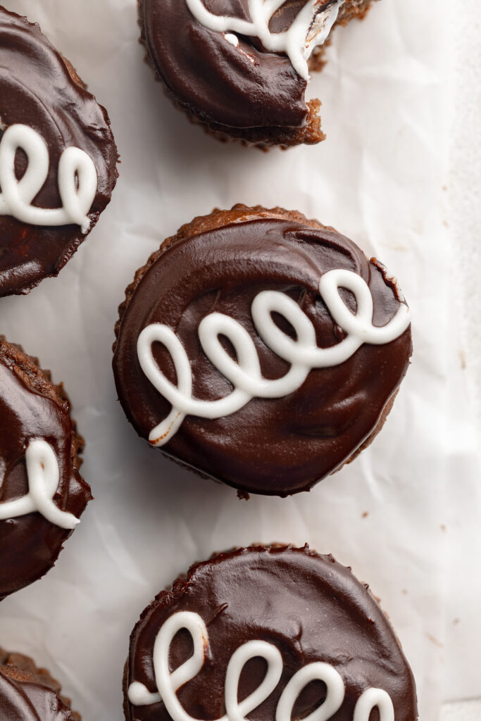 overhead image of protein hostess cupcakes.