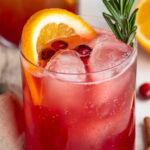 close up image of non-alcoholic christmas punch in a glass.