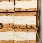 overhead image of healthier cookie dough ice cream sandwiches.