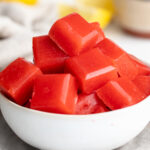 strawberry lemonade electrolyte gummies in a small bowl.