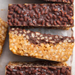 overhead image of peanut butter crunch bars.